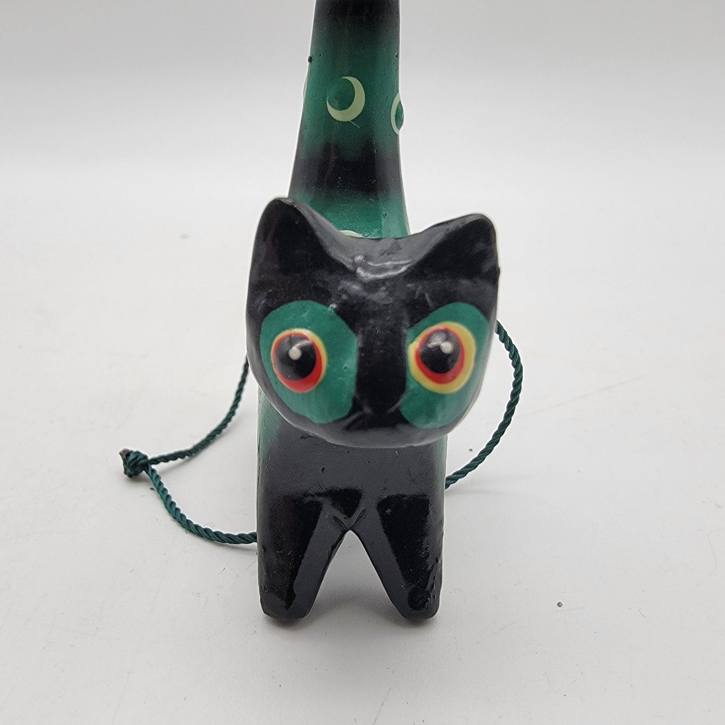 Pair Of Wooden Folk Art Cat Ornaments