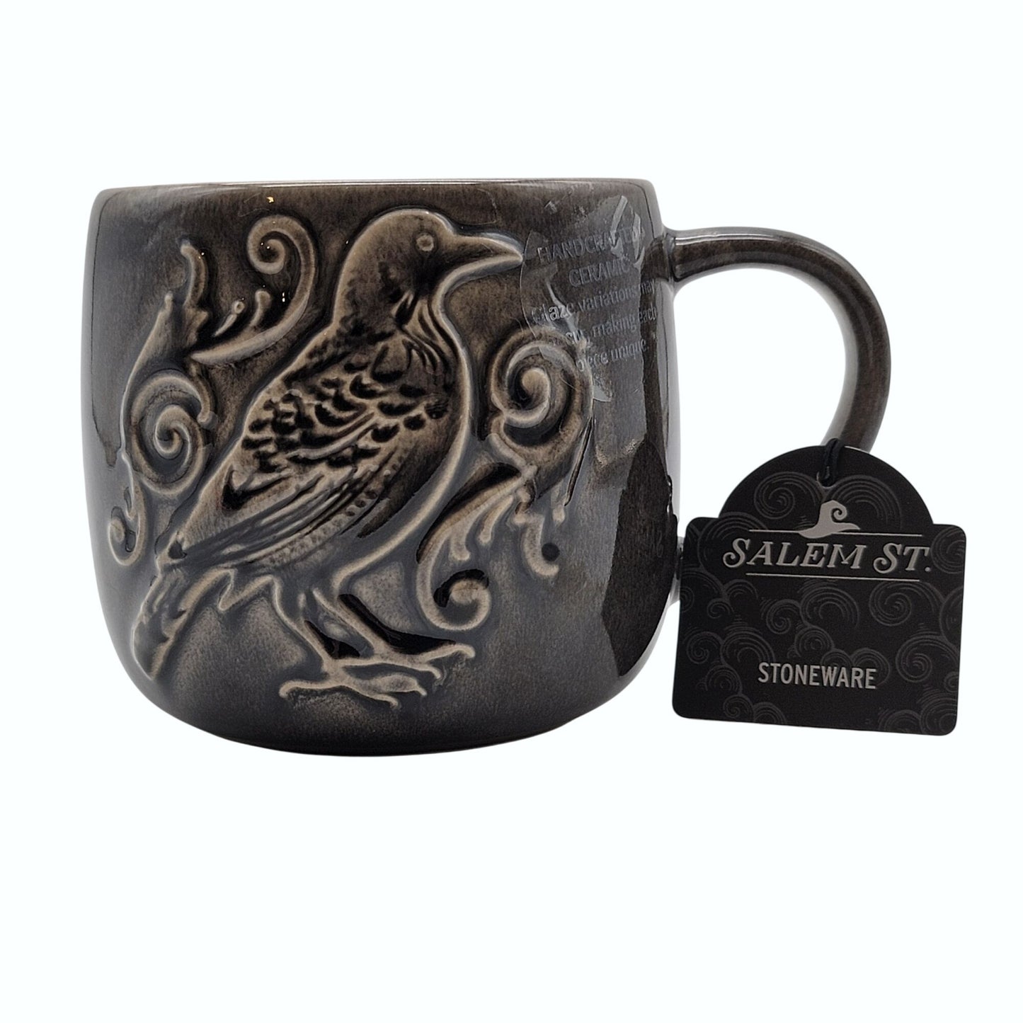 Salem St. Embossed Crow Raven Stoneware Mug