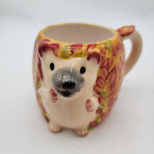 Pier 1 Hedgehog Mug With Autumn Leaves Design