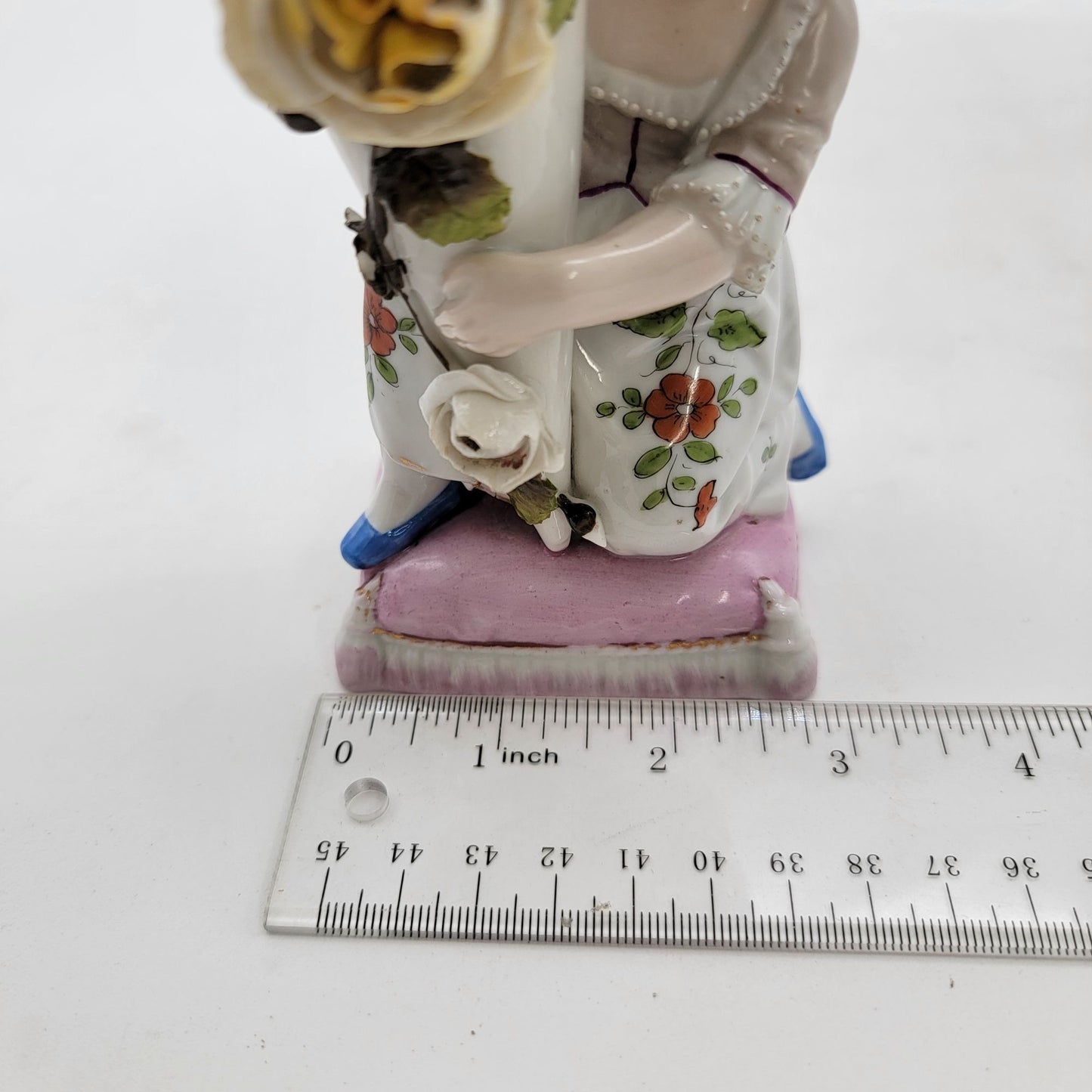 Antique Conta & Boehme German Porcelain Girl Cornet Bud Vase or Match Holder