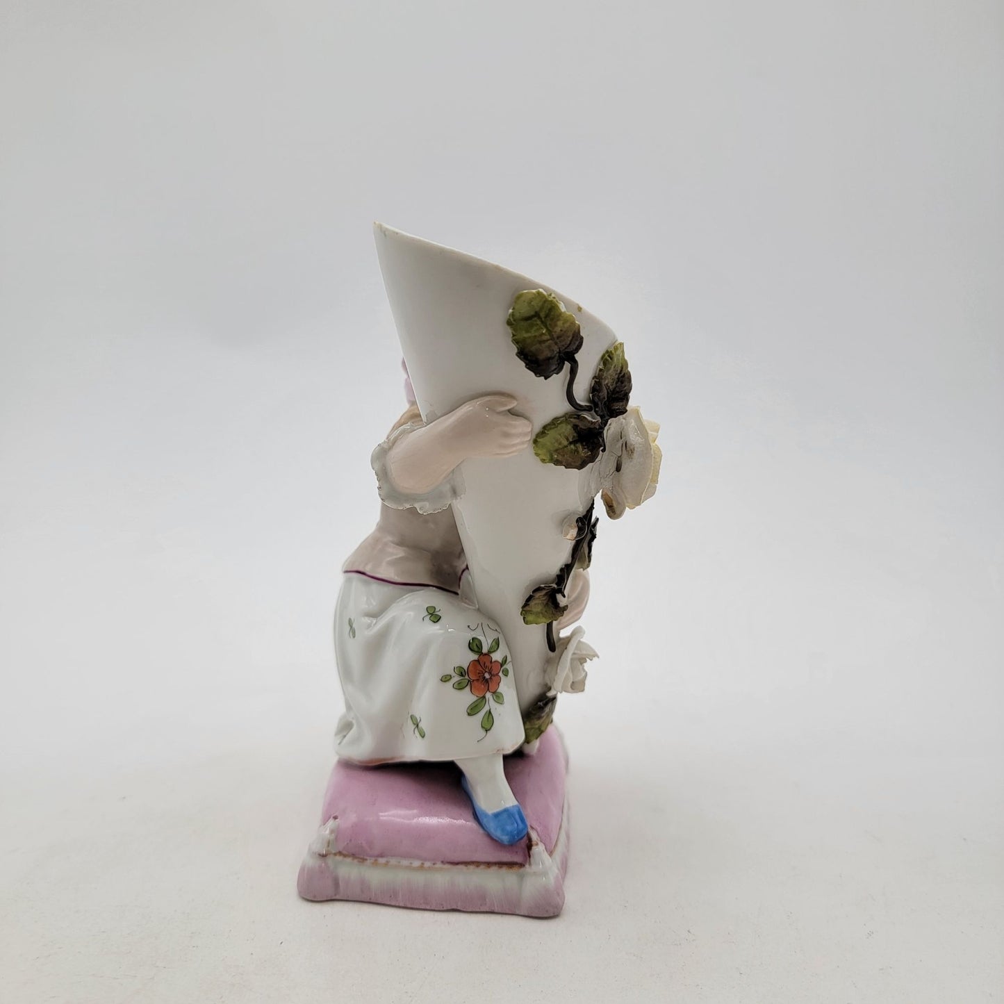 Antique Conta & Boehme German Porcelain Girl Cornet Bud Vase or Match Holder