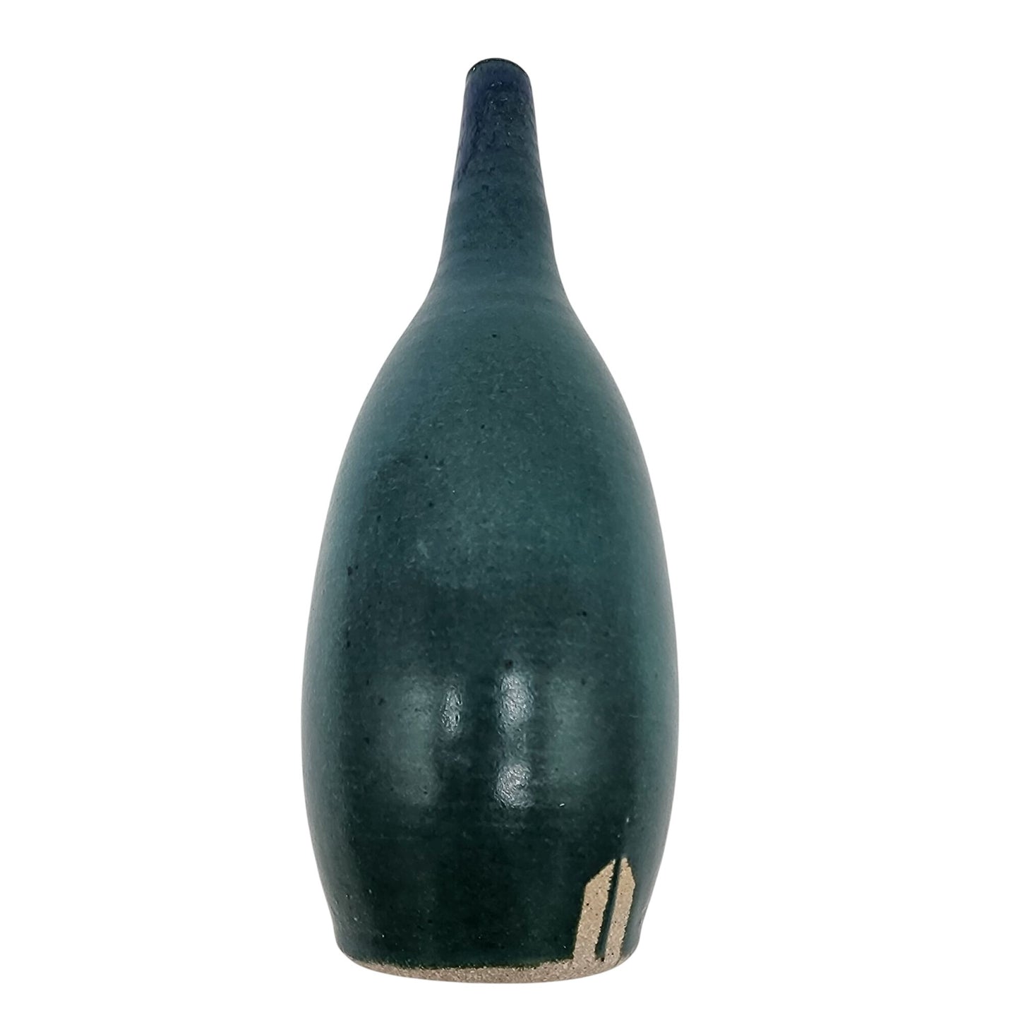 Signed LG Art Pottery Flared Vase Dark Green