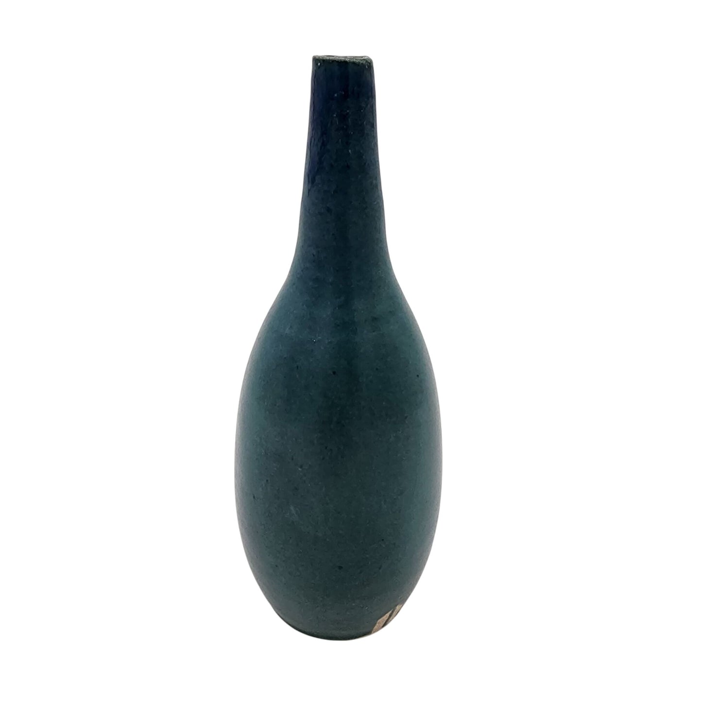 Signed LG Art Pottery Flared Vase Dark Green