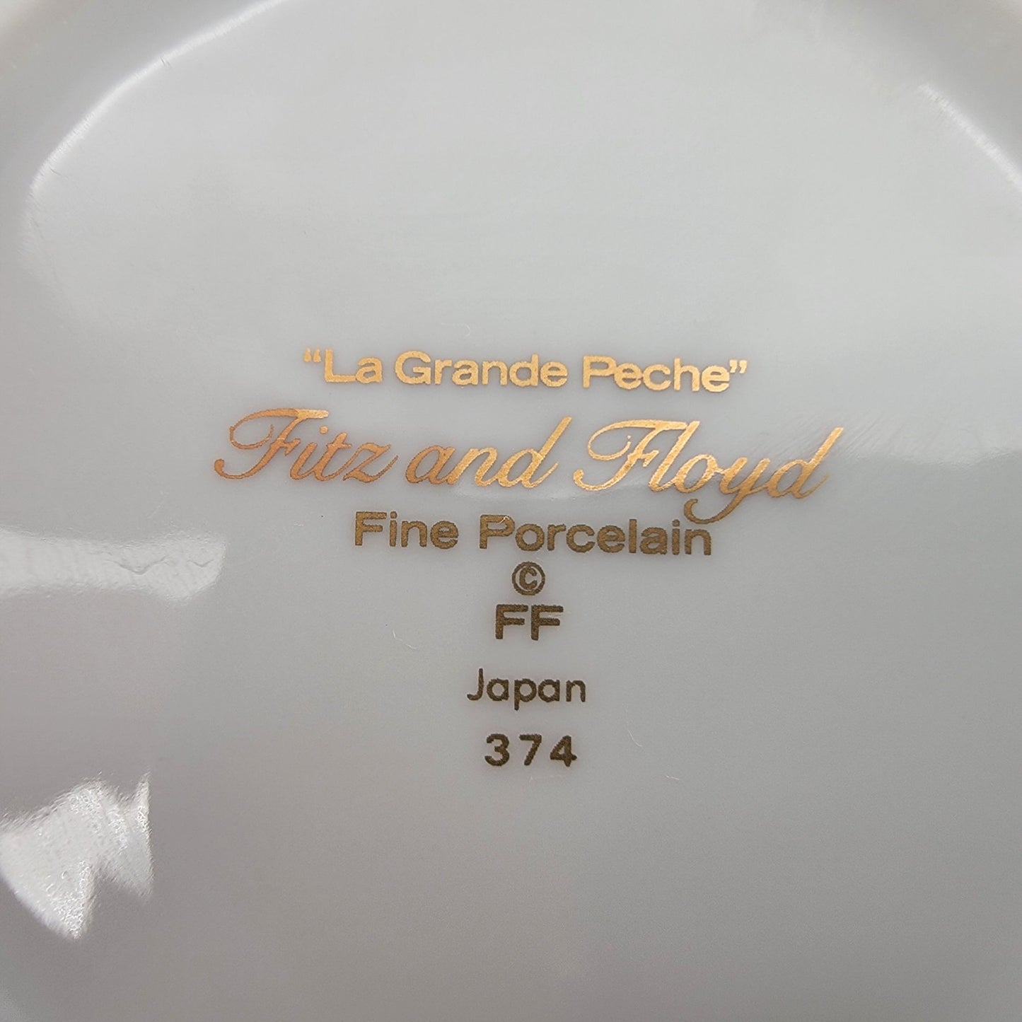 Pair of Fitz & Floyd Blue and Gold Fish La Grande Peche Porcelain Mugs