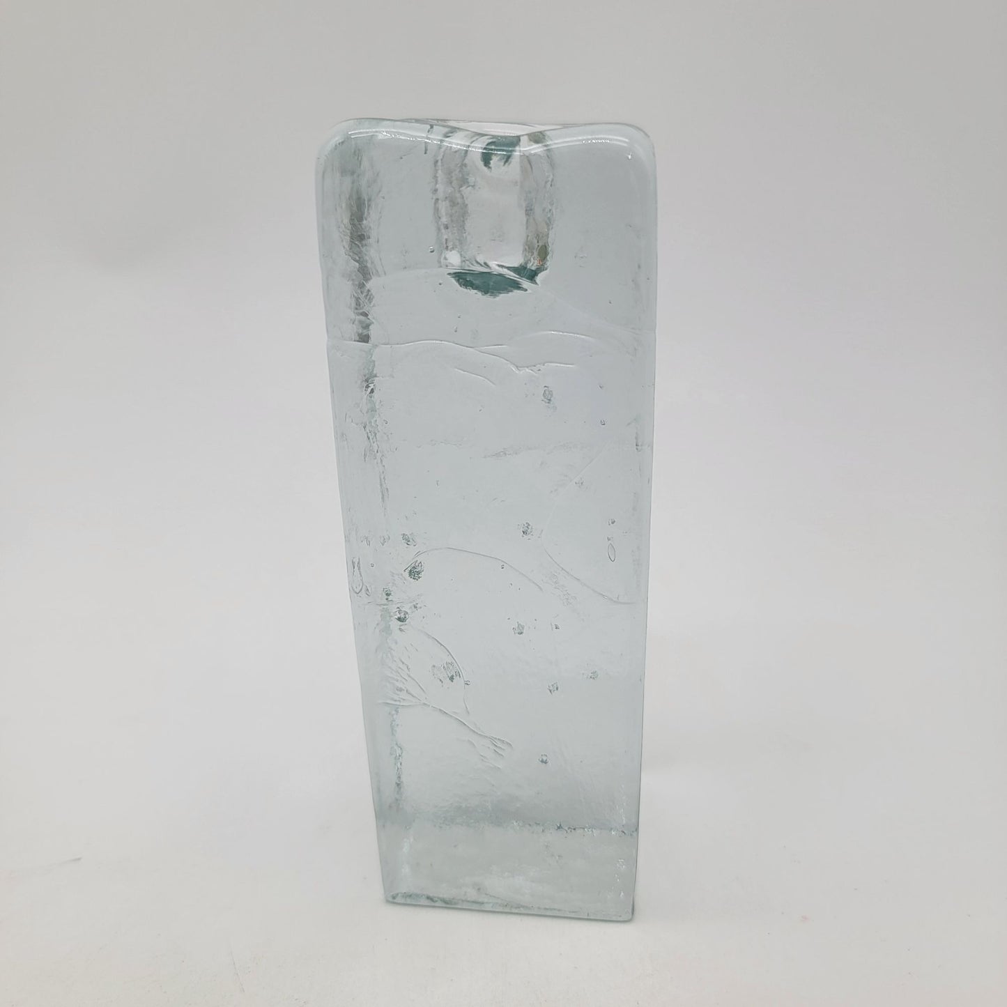 Blenko Handmade Glass Ice Cube Pillar Candle Holder Block B Label