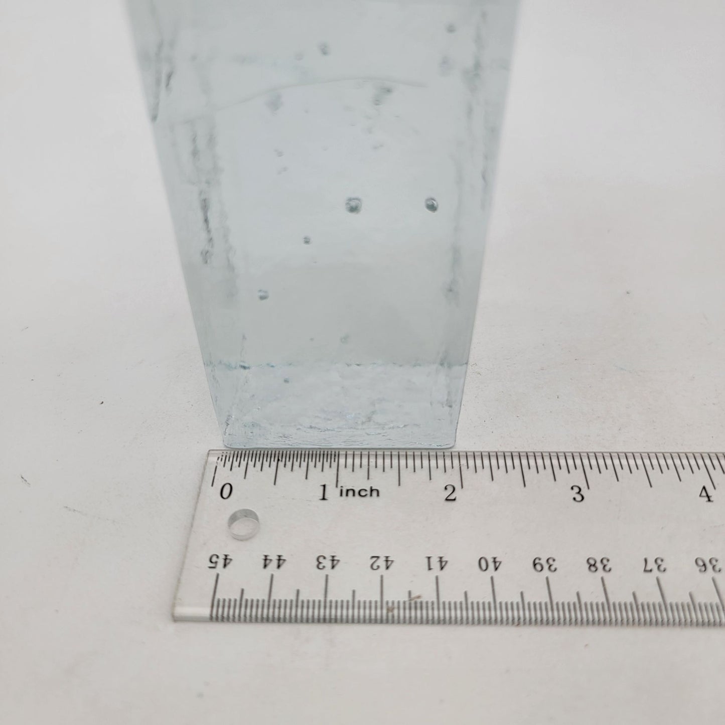 Blenko Handmade Glass Ice Cube Pillar Candle Holder Block B Label