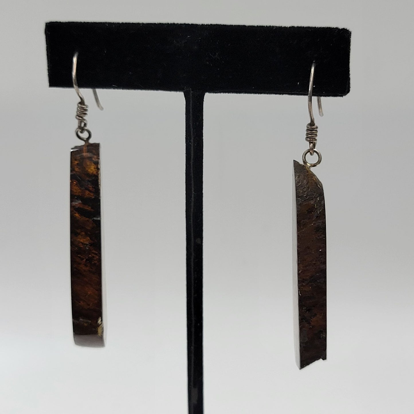 Natural Amber Crystal Slice Statement Dangle Earrings