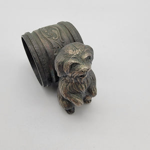 Antique Victorian Art Nouveau Cast Metal Dog Napkin Ring