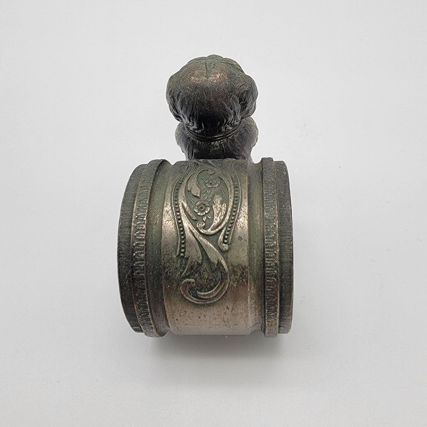 Antique Victorian Art Nouveau Cast Metal Dog Napkin Ring