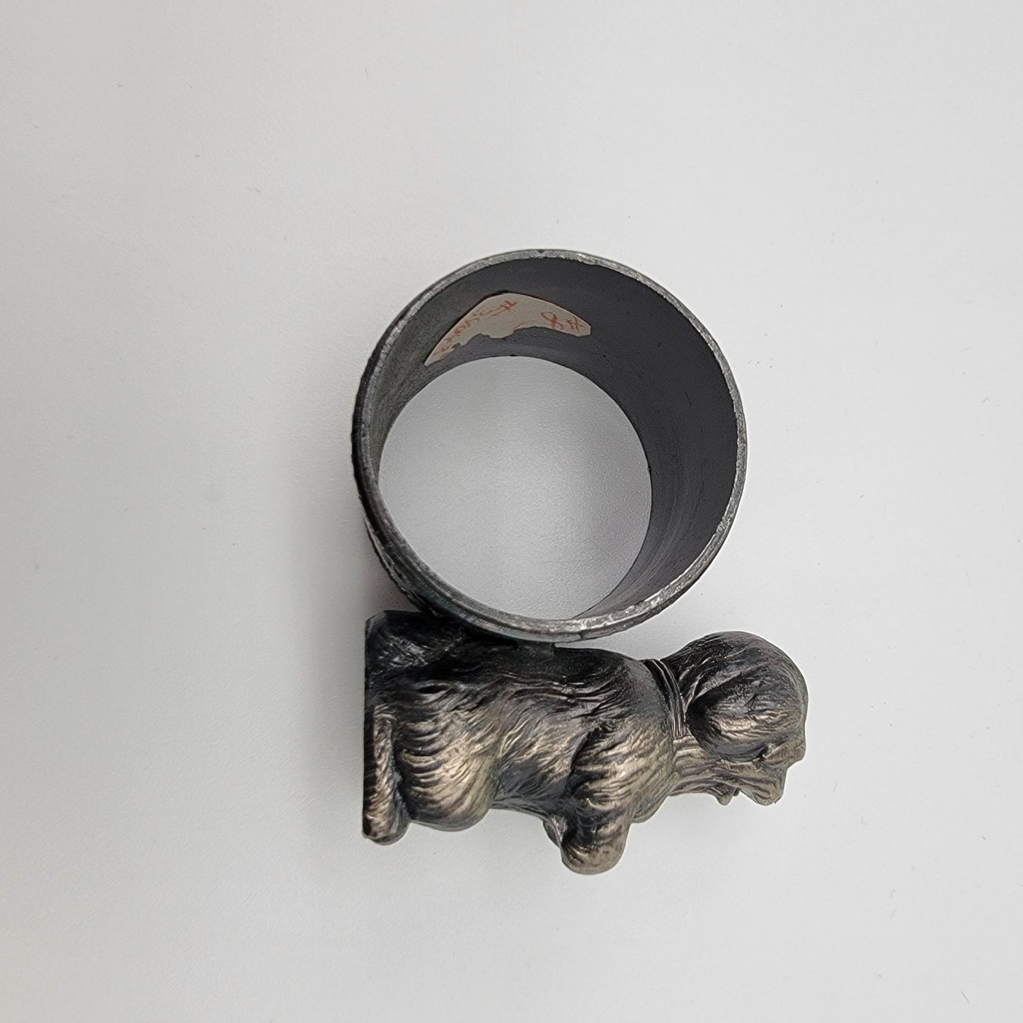Antique Victorian Art Nouveau Cast Metal Dog Napkin Ring