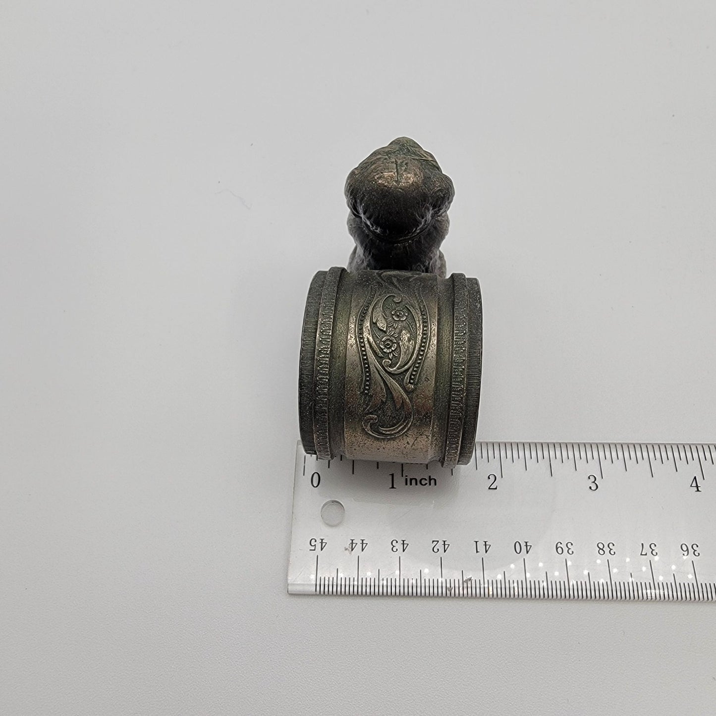 Antique Victorian Art Nouveau Cast Metal Dog Napkin Ring