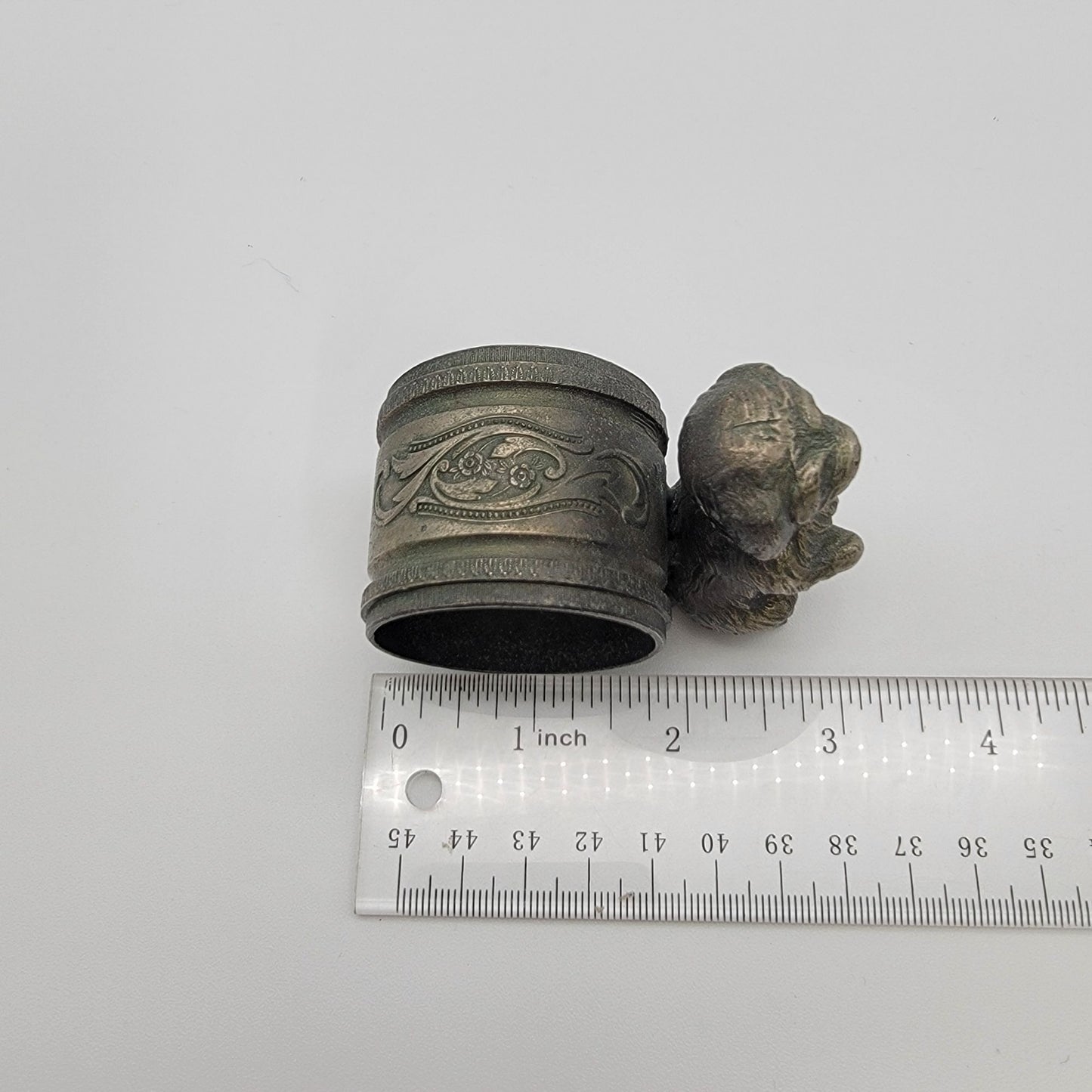 Antique Victorian Art Nouveau Cast Metal Dog Napkin Ring