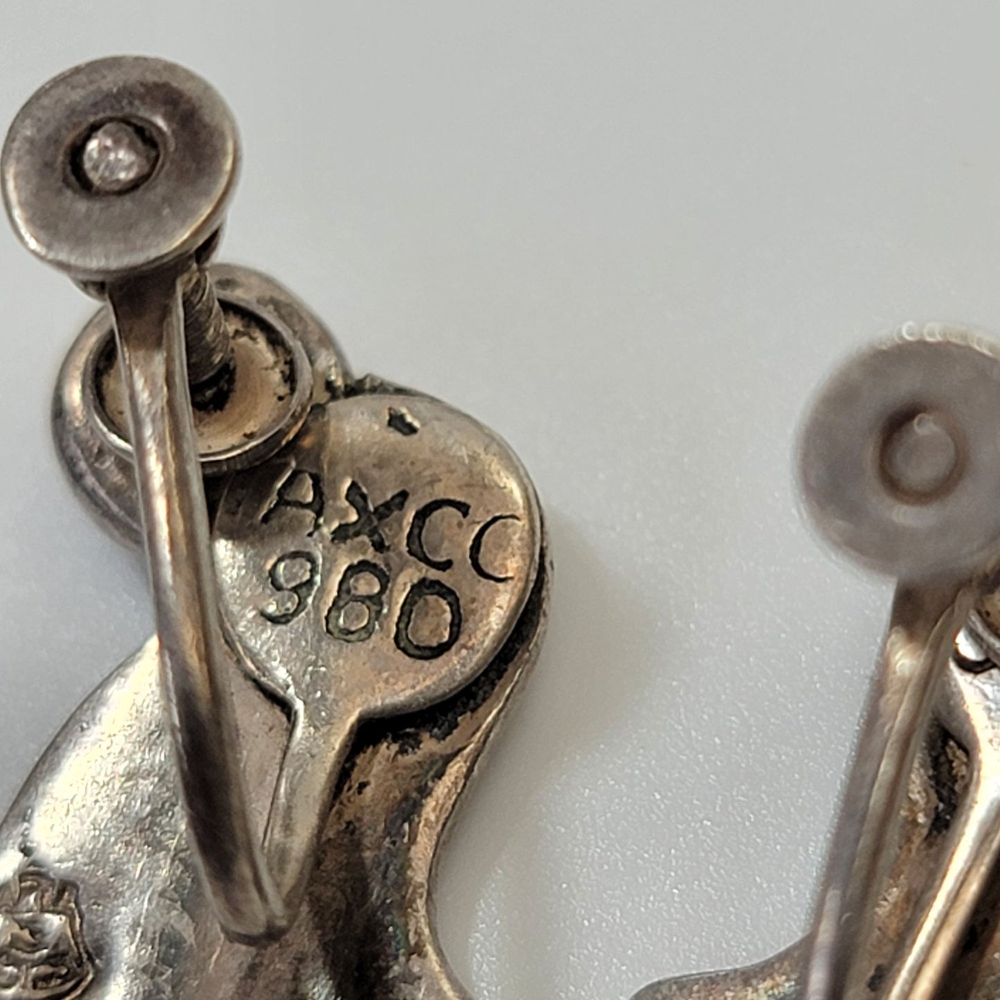 Vintage 1930s-40s Taxco 980 Silver Amethyst Screwback Earrings