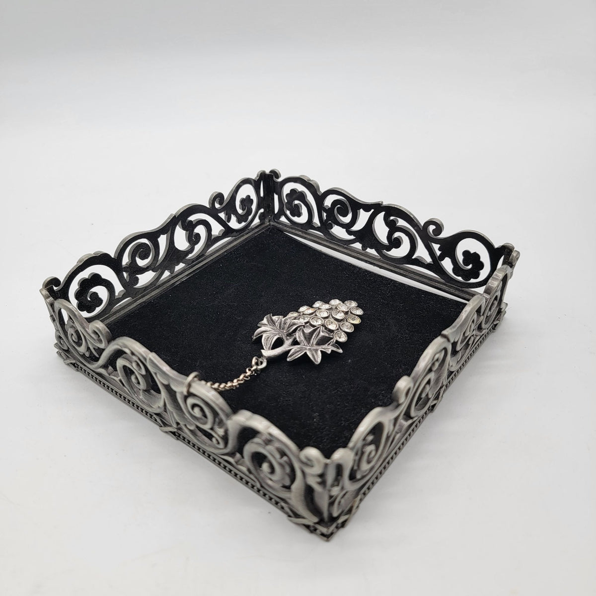 Vintage Grapes Napkin Holder Tray With Rhinestone Weight