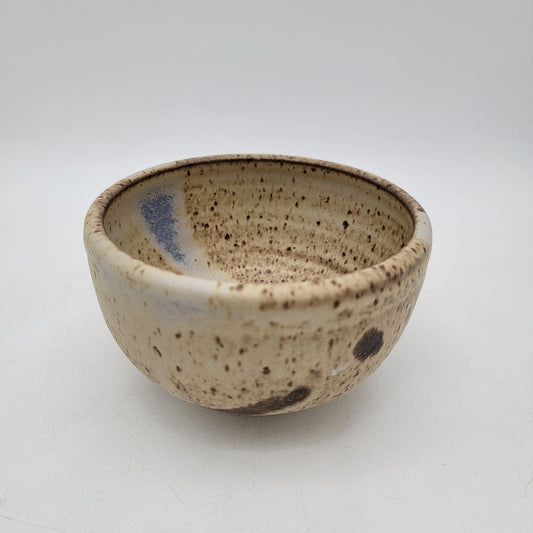 Vintage Handcrafted Stoneware Pottery Bowl With Earthy Tones & Speckled Glaze