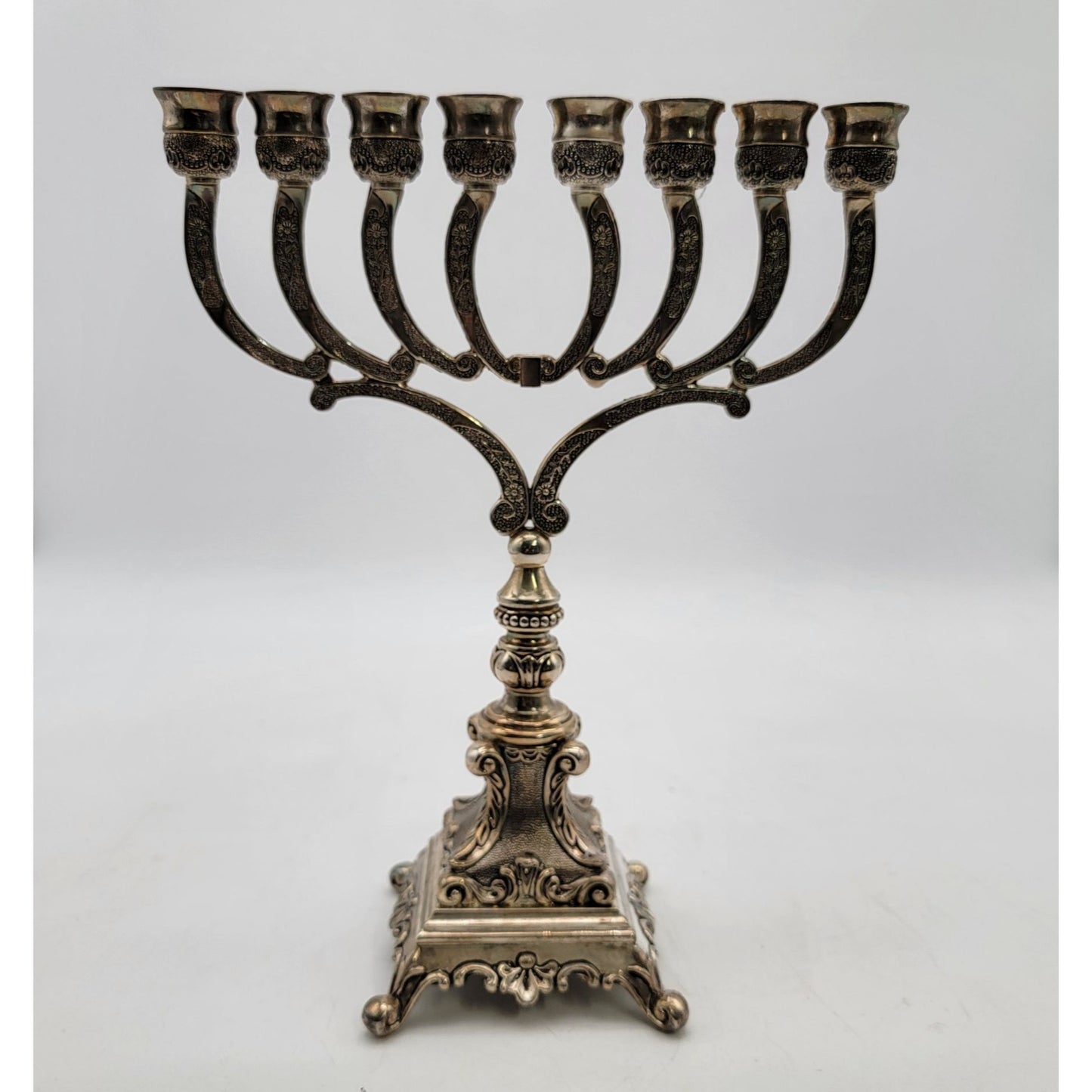 Vintage Studio Silversmiths Silver Plate 8-Branch Menorah Missing Shamash