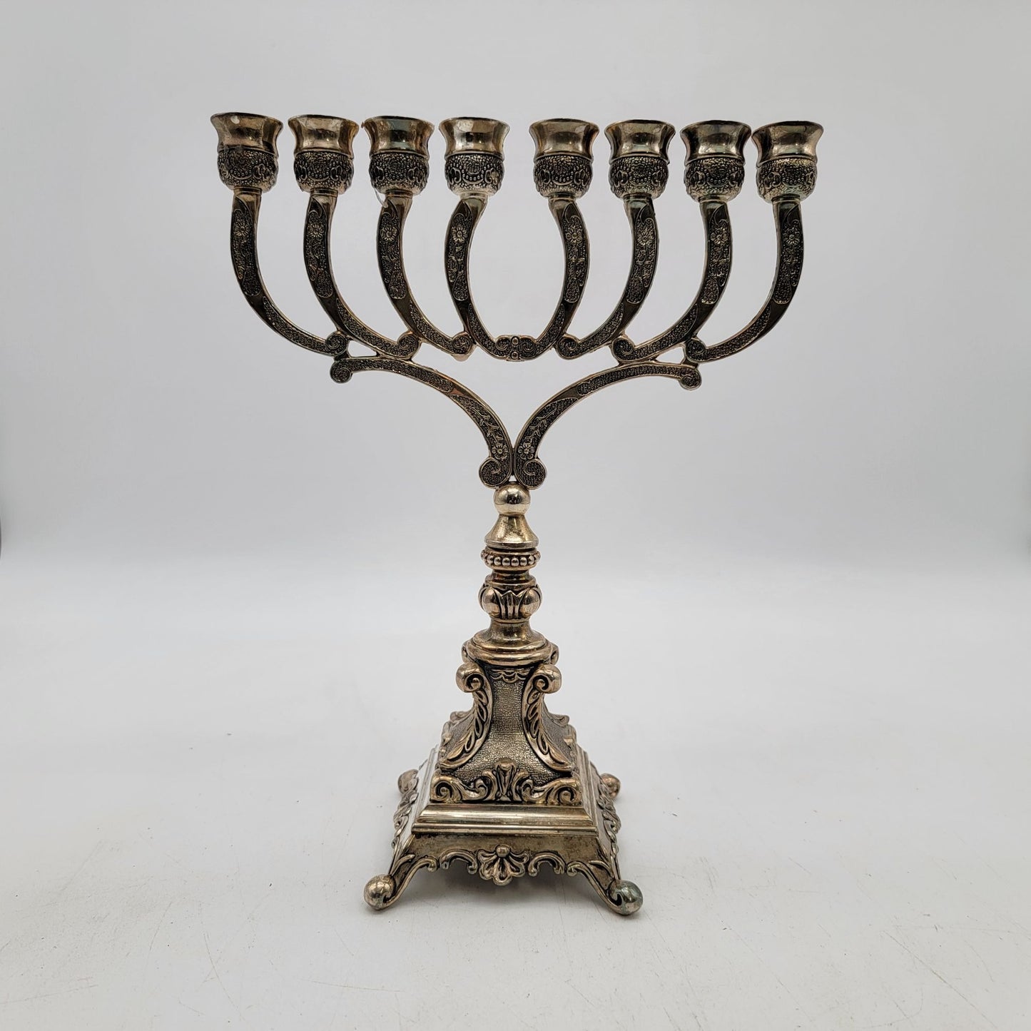 Vintage Studio Silversmiths Silver Plate 8-Branch Menorah Missing Shamash