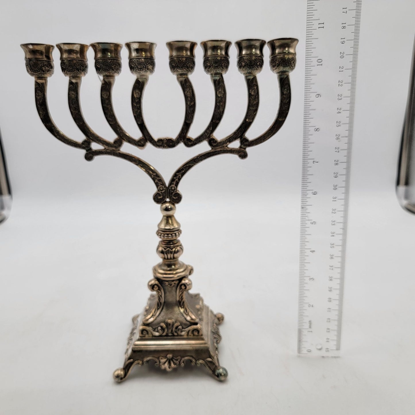 Vintage Studio Silversmiths Silver Plate 8-Branch Menorah Missing Shamash