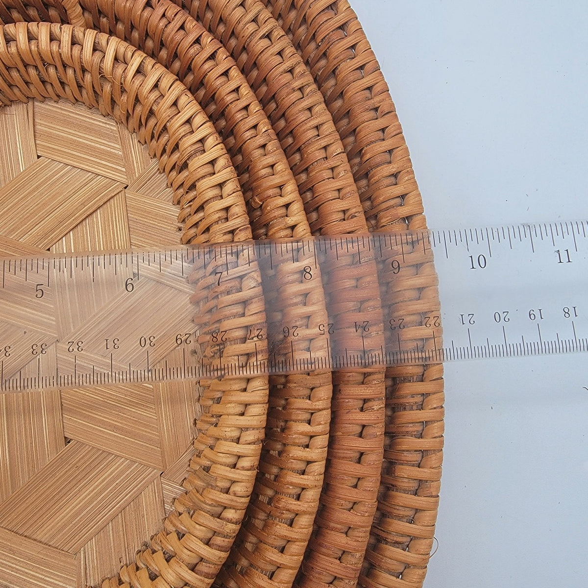 Set Of 4 Oval Rattan Serving Trays With Handles - Natural Woven Decorative Platters