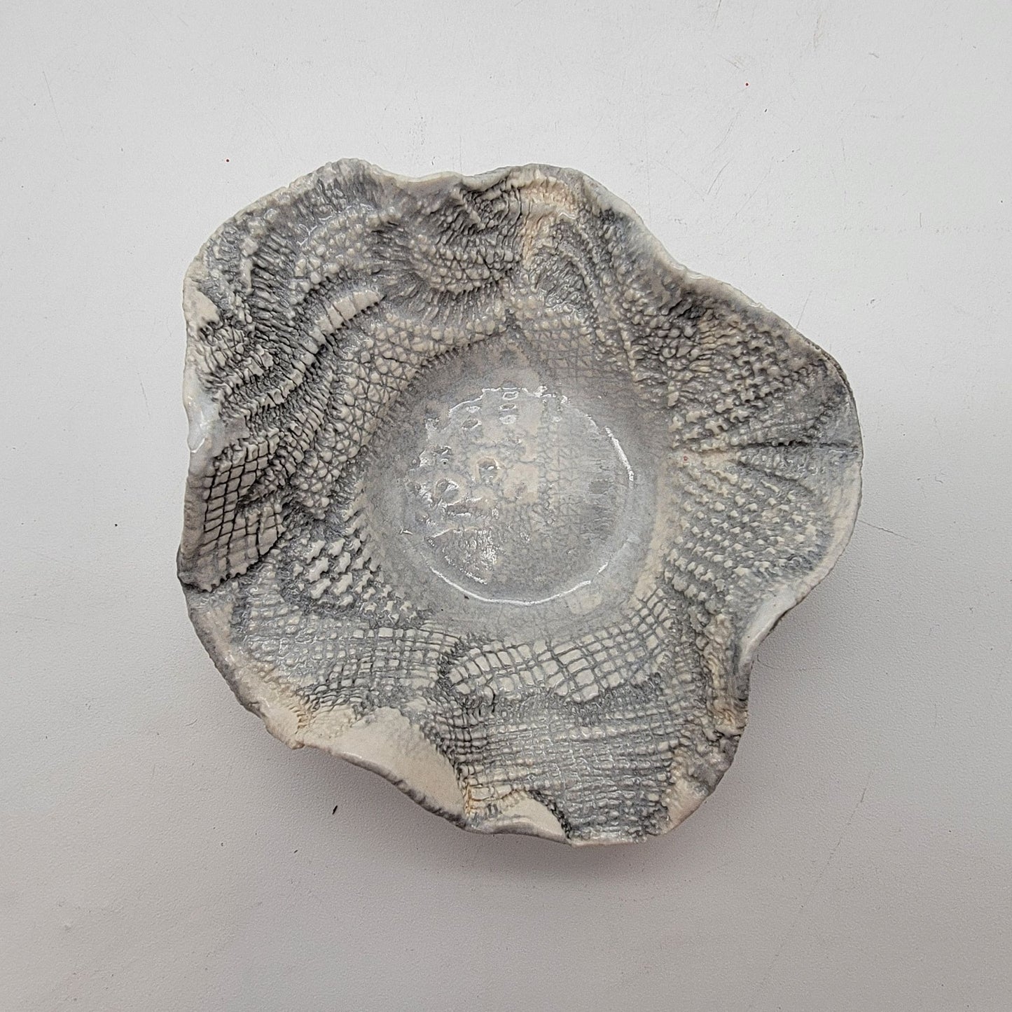 Roses & Lace Pottery Mirjana Ringo Embossed Clay Trinket Bowl