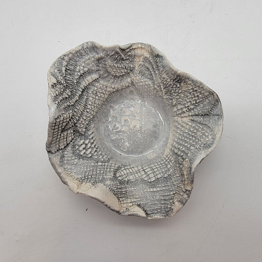 Roses & Lace Pottery Mirjana Ringo Embossed Clay Trinket Bowl