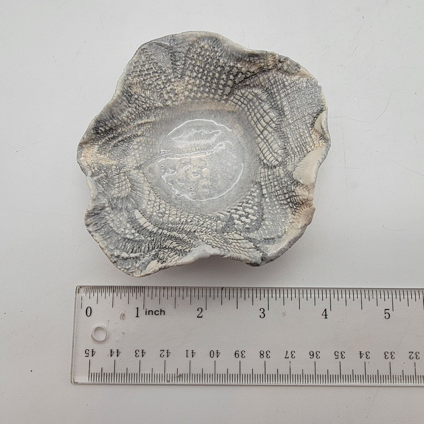 Roses & Lace Pottery Mirjana Ringo Embossed Clay Trinket Bowl