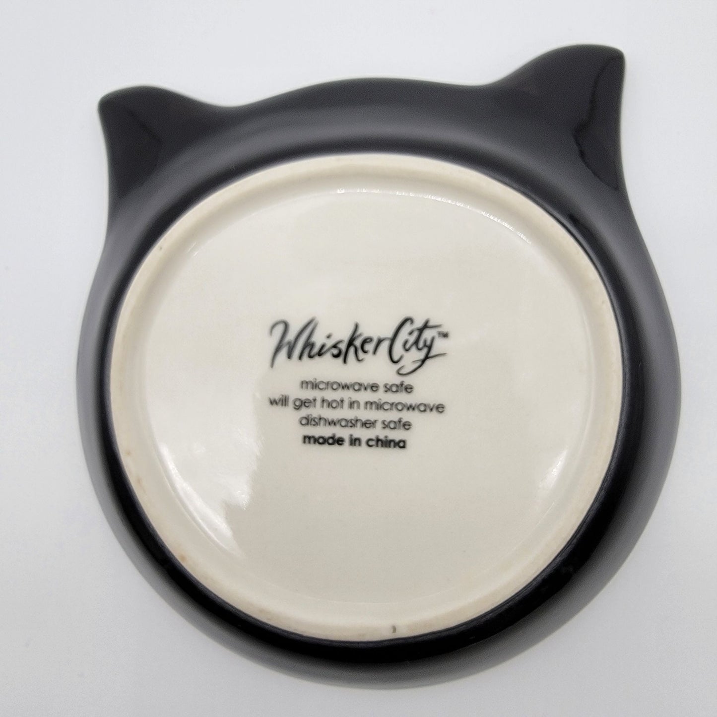 Whisker City Black & White Cat Dish
