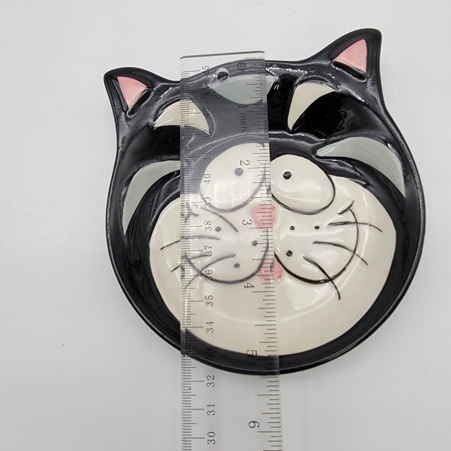 Whisker City Black & White Cat Dish