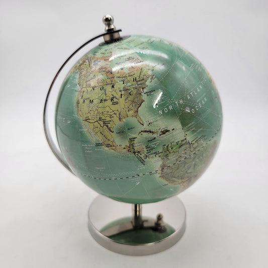 Vintage Topographic World Globe With Metal Stand Desktop Geographic Decor