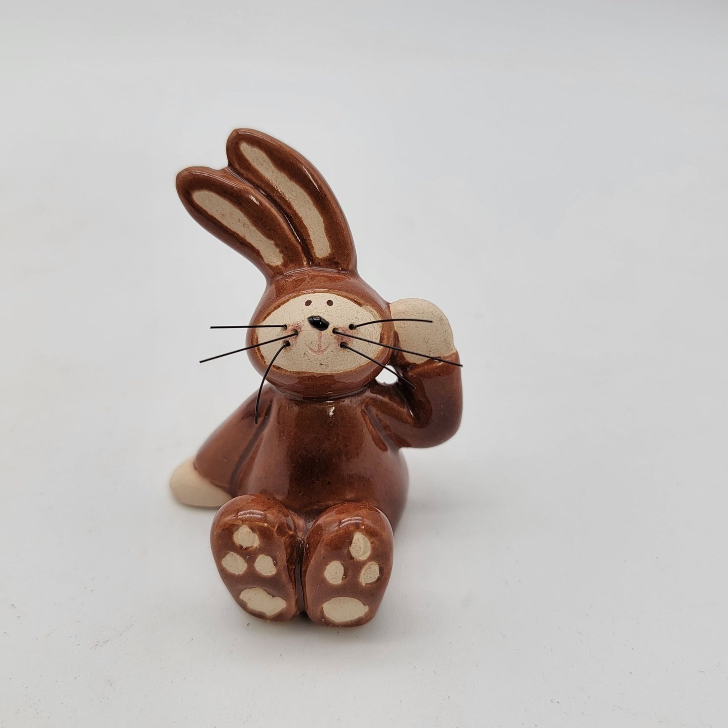 Vintage Pottery Brown Bunny Figurine