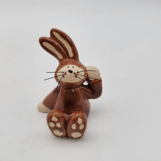 Vintage Pottery Brown Bunny Figurine