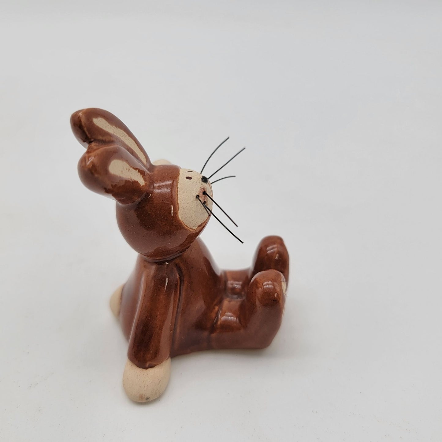 Vintage Pottery Brown Bunny Figurine
