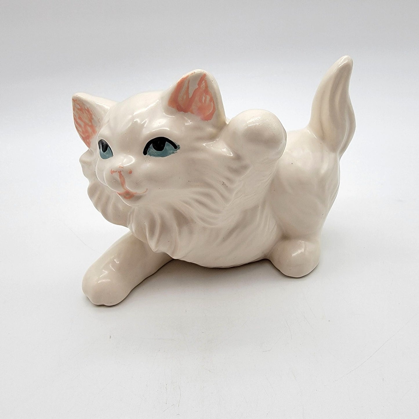 Vintage White Porcelain Persian Kitten Cat Figurine