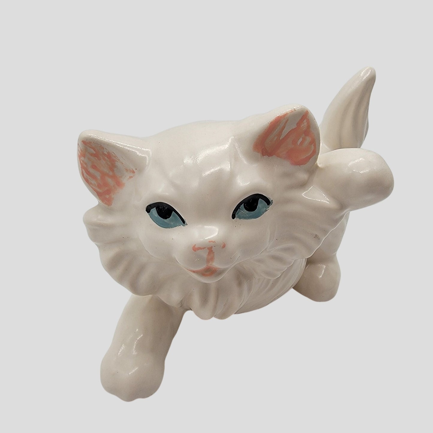 Vintage White Porcelain Persian Kitten Cat Figurine