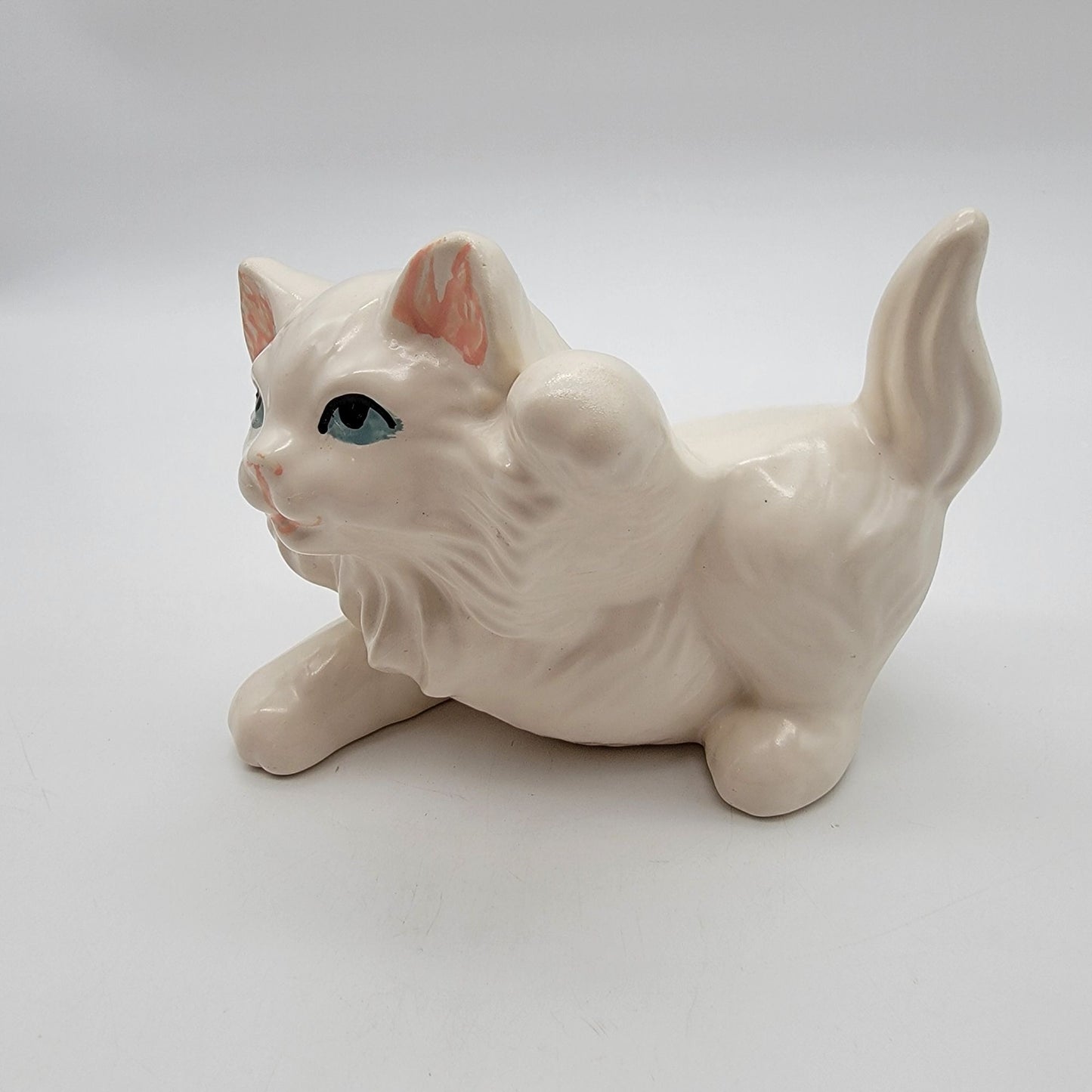 Vintage White Porcelain Persian Kitten Cat Figurine