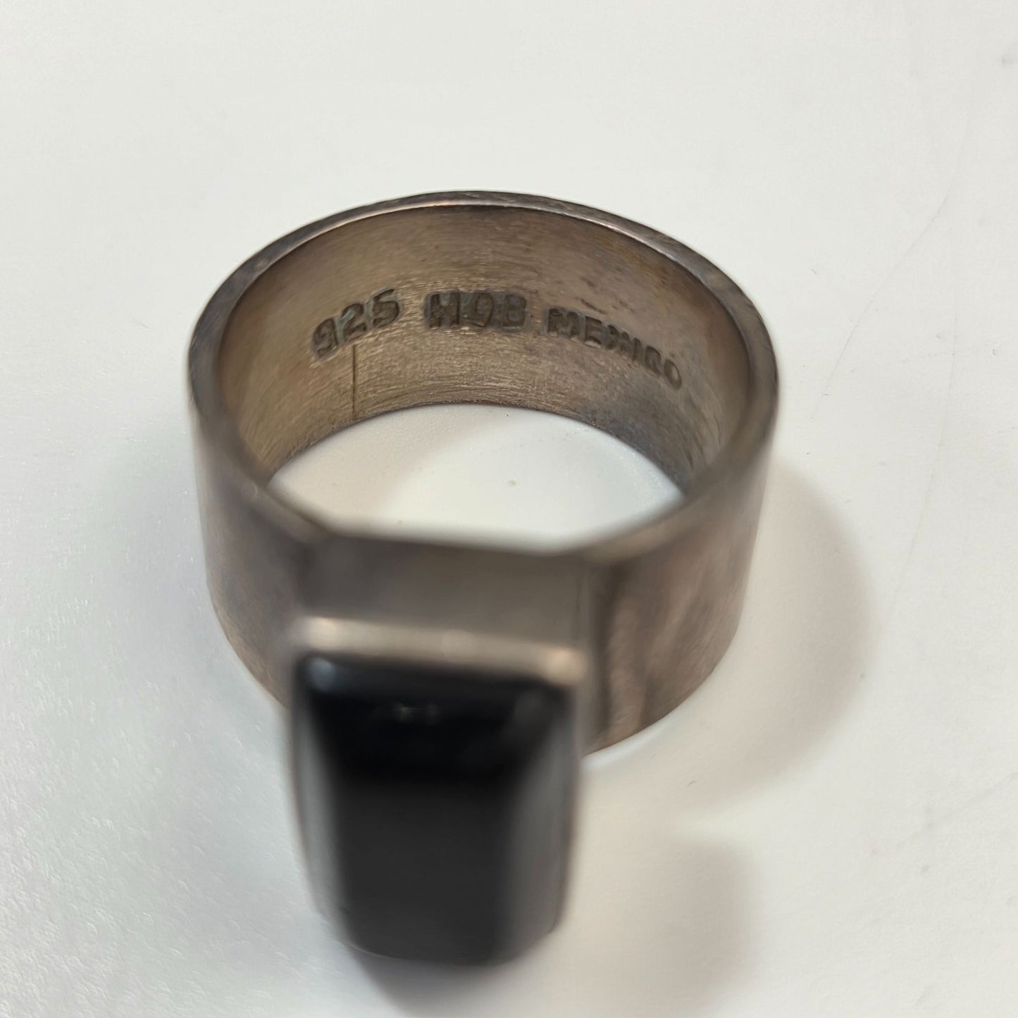 Vintage 925 Silver HOB Mexico Monteros Black Onyx Ring Size 7
