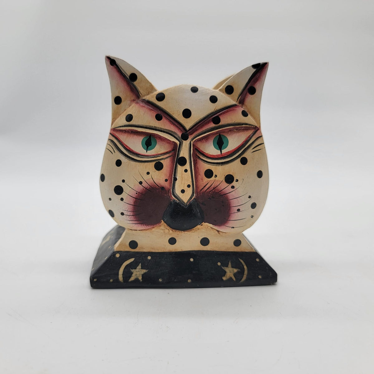 Vintage Carved Wood Cat Napkin Holder