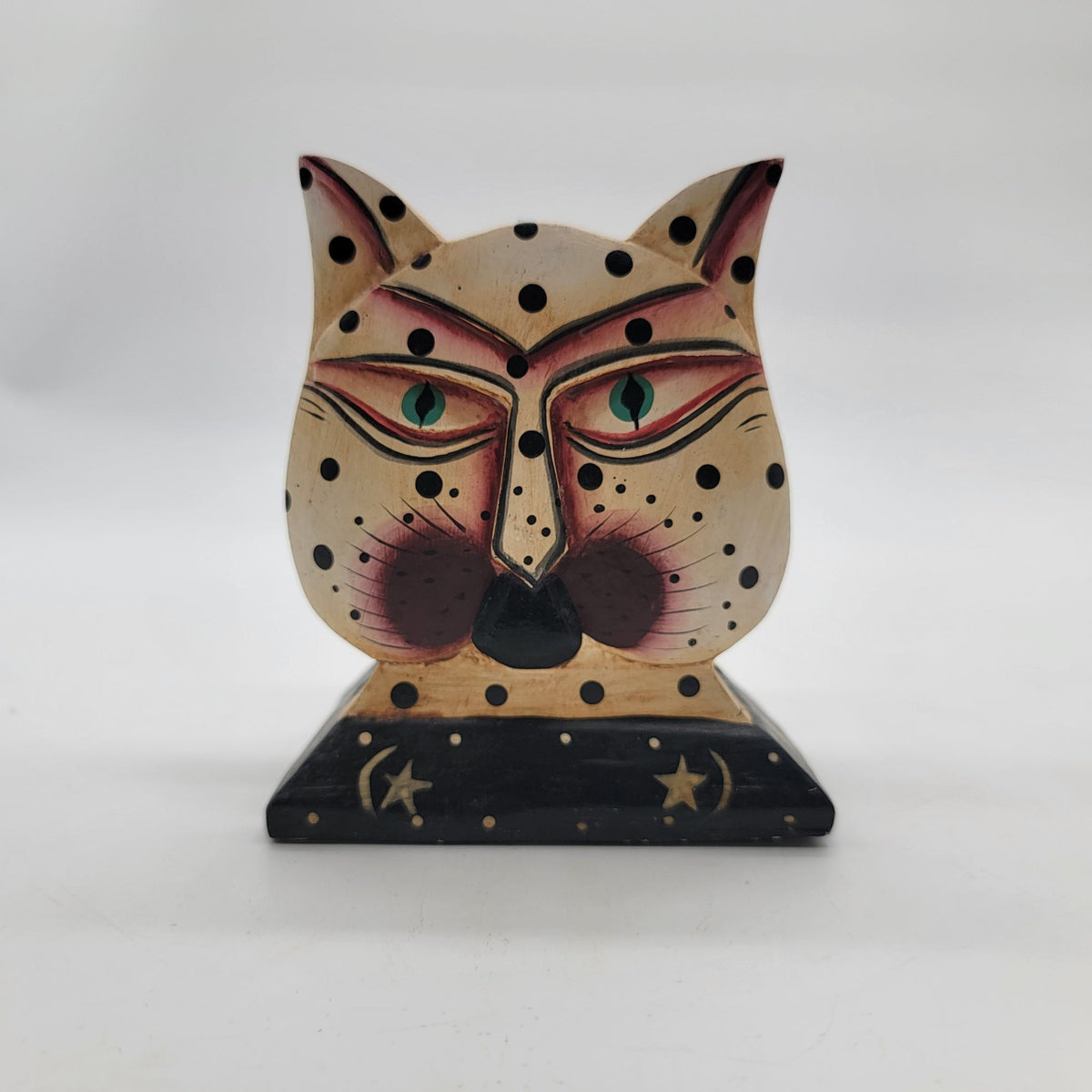 Vintage Carved Wood Cat Napkin Holder