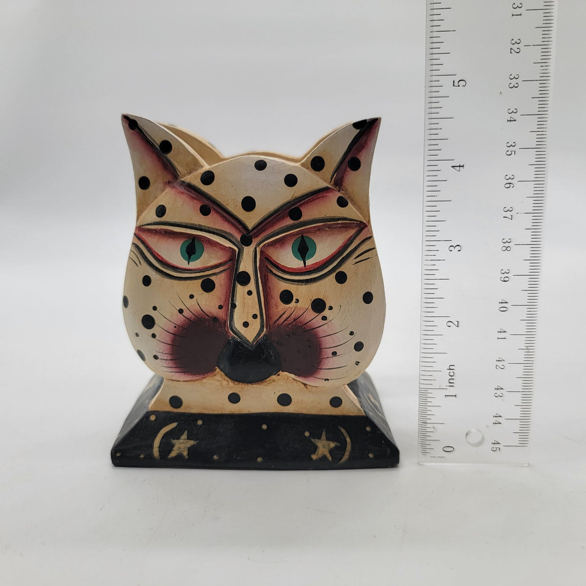 Vintage Carved Wood Cat Napkin Holder