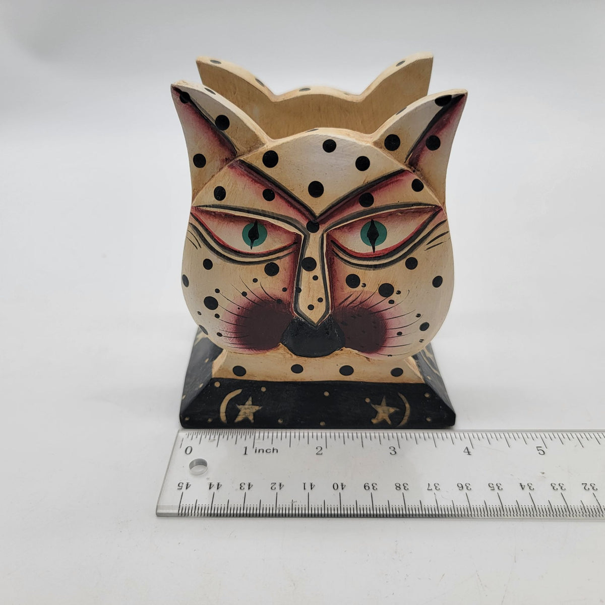 Vintage Carved Wood Cat Napkin Holder