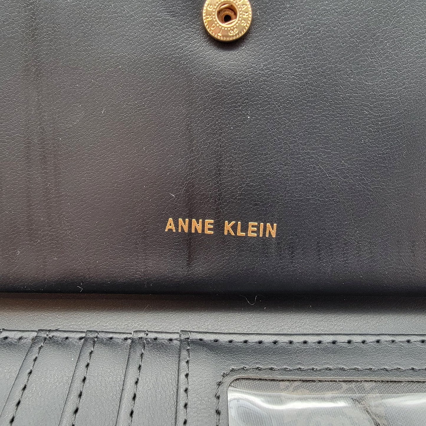 Anne Klein Black Croc-Embossed Horse Bit Wristlet Wallet