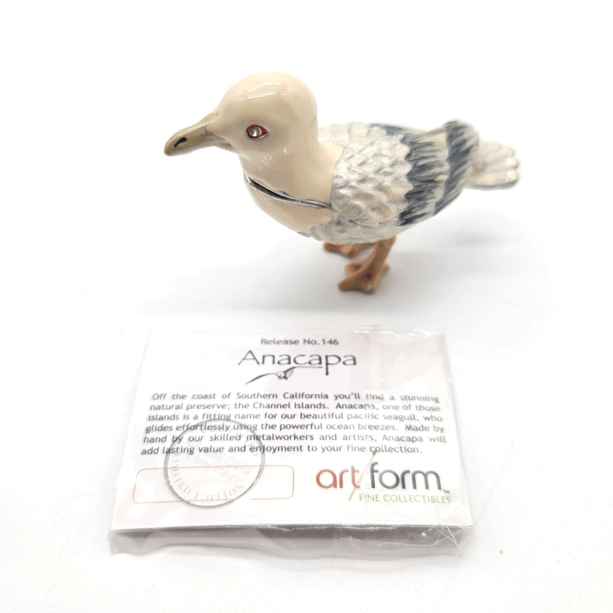 Objet D' Art Anacapa Seagull Bird Trinket Box Artform No. 146