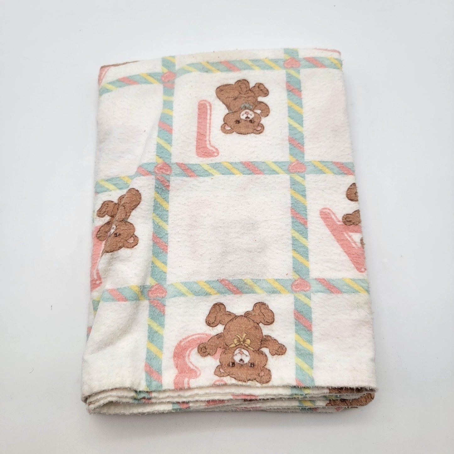 Vintage 1980's Dundee Cotton Flannel Receiving Blanket Teddy Bears