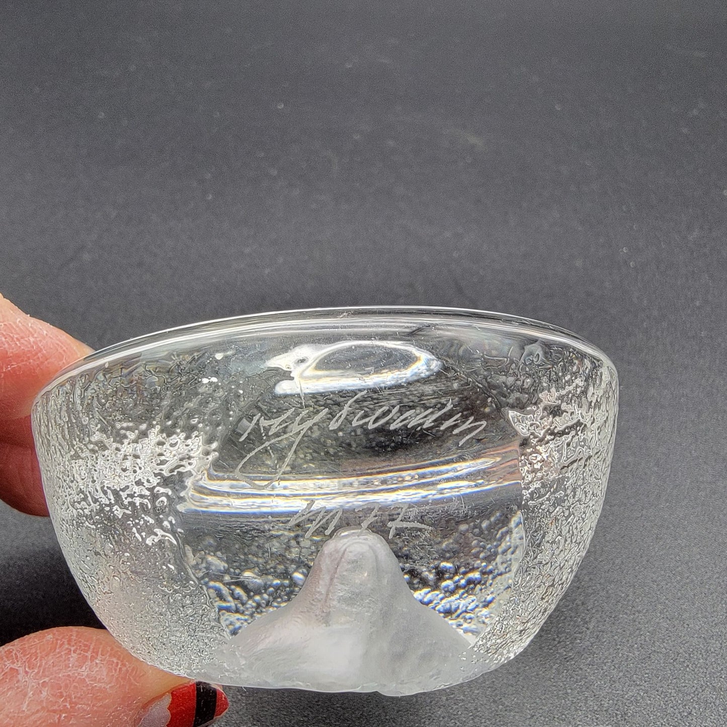 Mats Jonasson Crystal Fox Head Paperweight Signed MJ Sweden