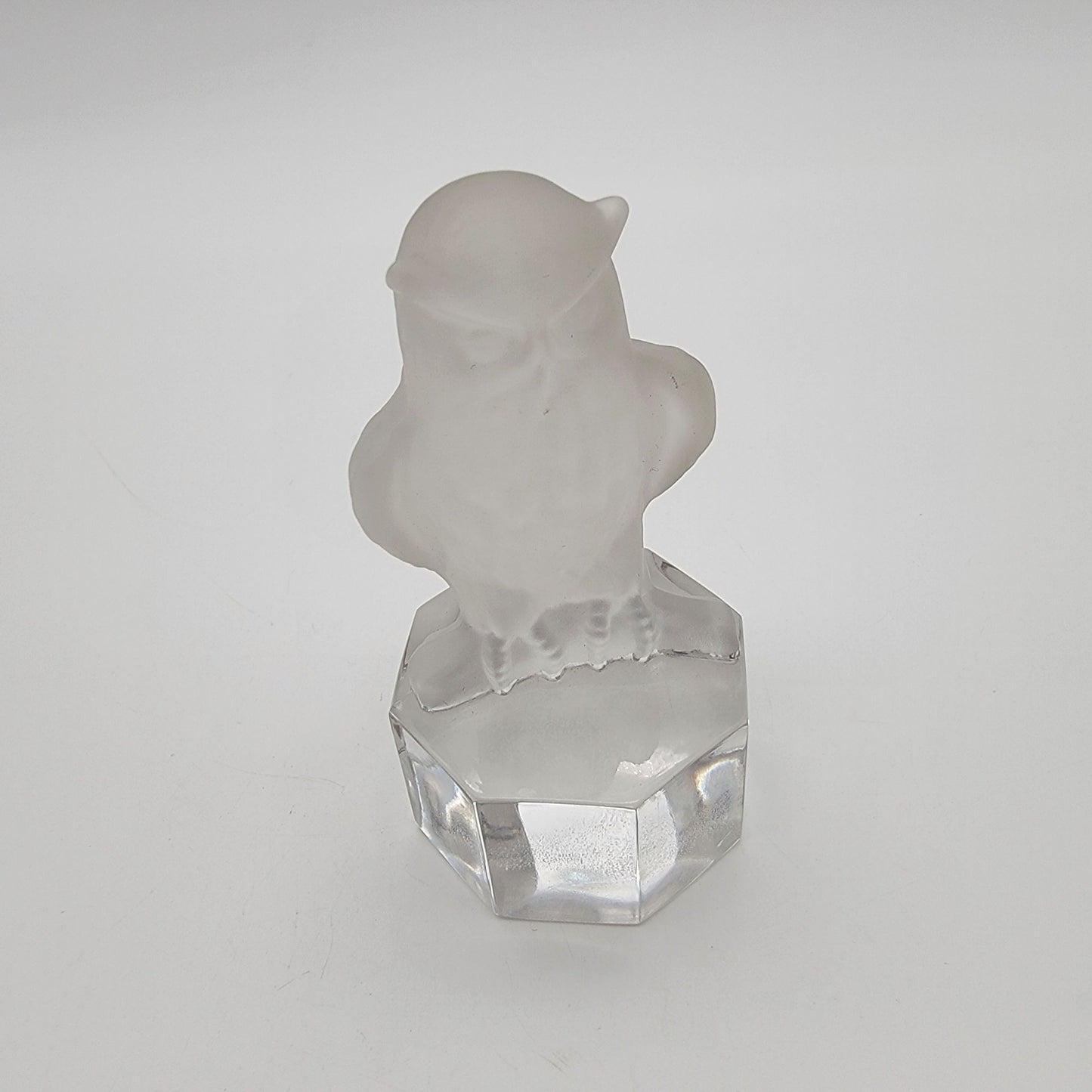 Vintage 1985 Goebel Frosted Crystal Owl Glass Figurine