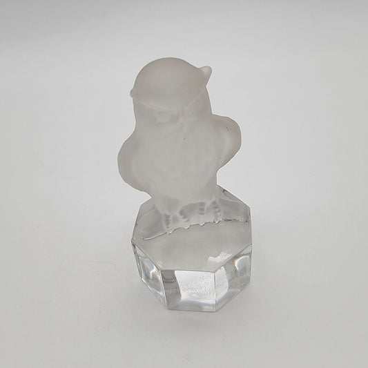 Vintage 1985 Goebel Frosted Crystal Owl Glass Figurine