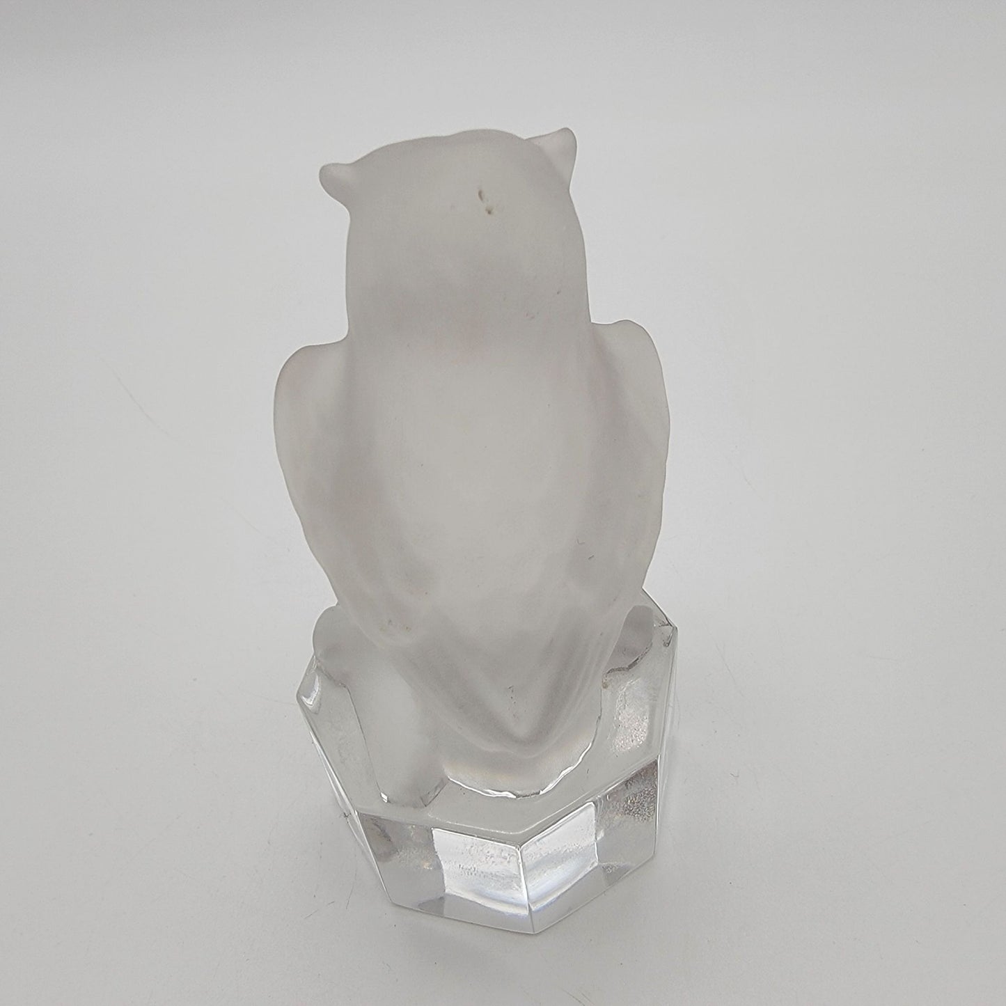 Vintage 1985 Goebel Frosted Crystal Owl Glass Figurine