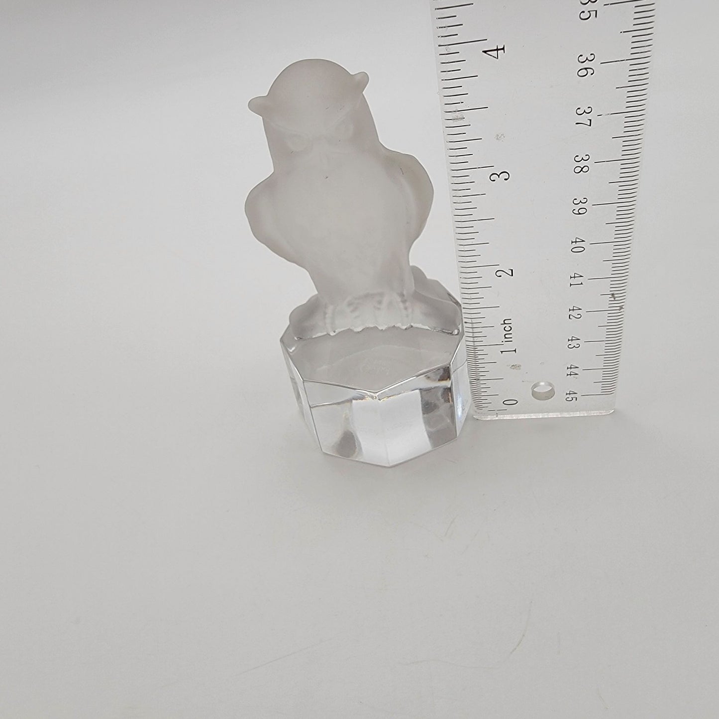 Vintage 1985 Goebel Frosted Crystal Owl Glass Figurine