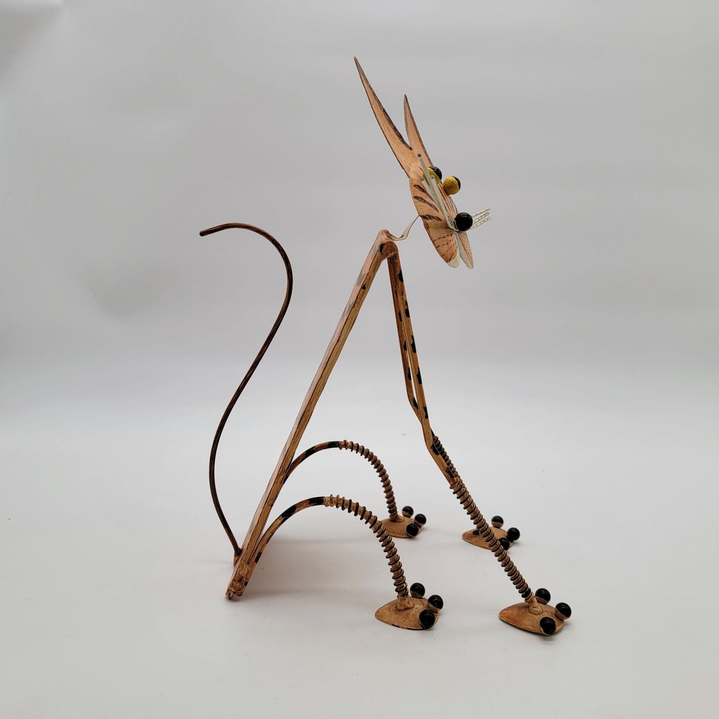Vintage Whimsical Metal Striped Cat Garden Sculpture