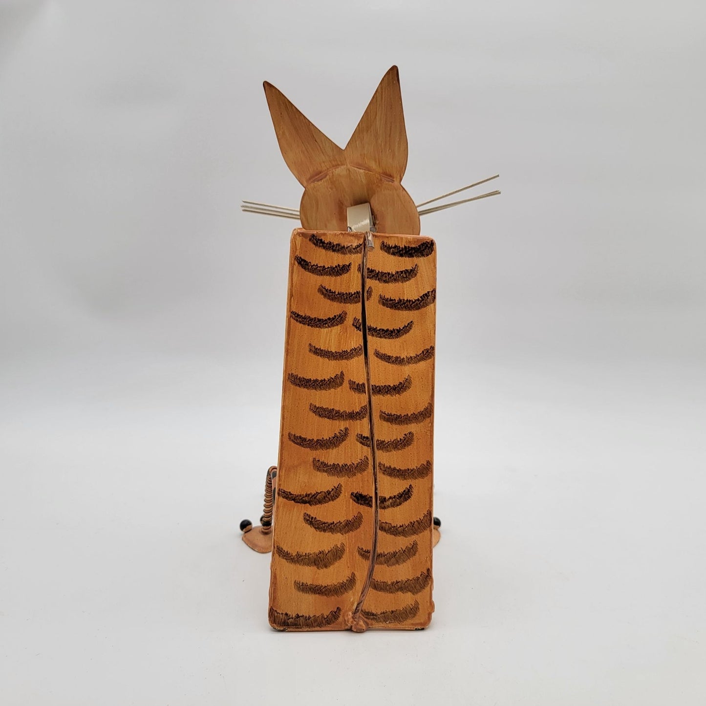 Vintage Whimsical Metal Striped Cat Garden Sculpture